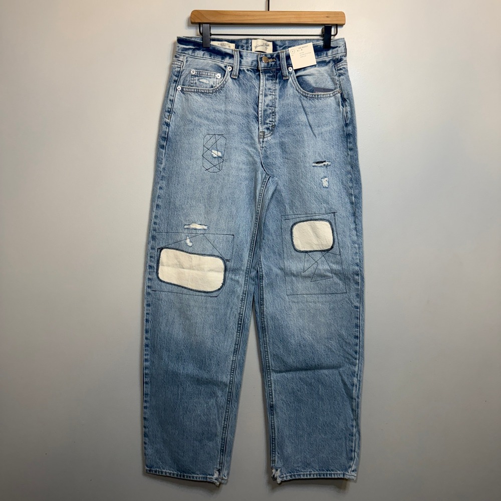Universal Thread Women's 90s Baggy Mid Rise Patchwork Distressed Jeans Size 6